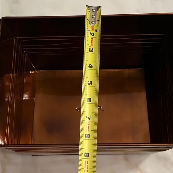 Vtg Hued Metal Copper Gold Color Bin Harry & David Gift Container Organizer Box - Picture 9 of 10